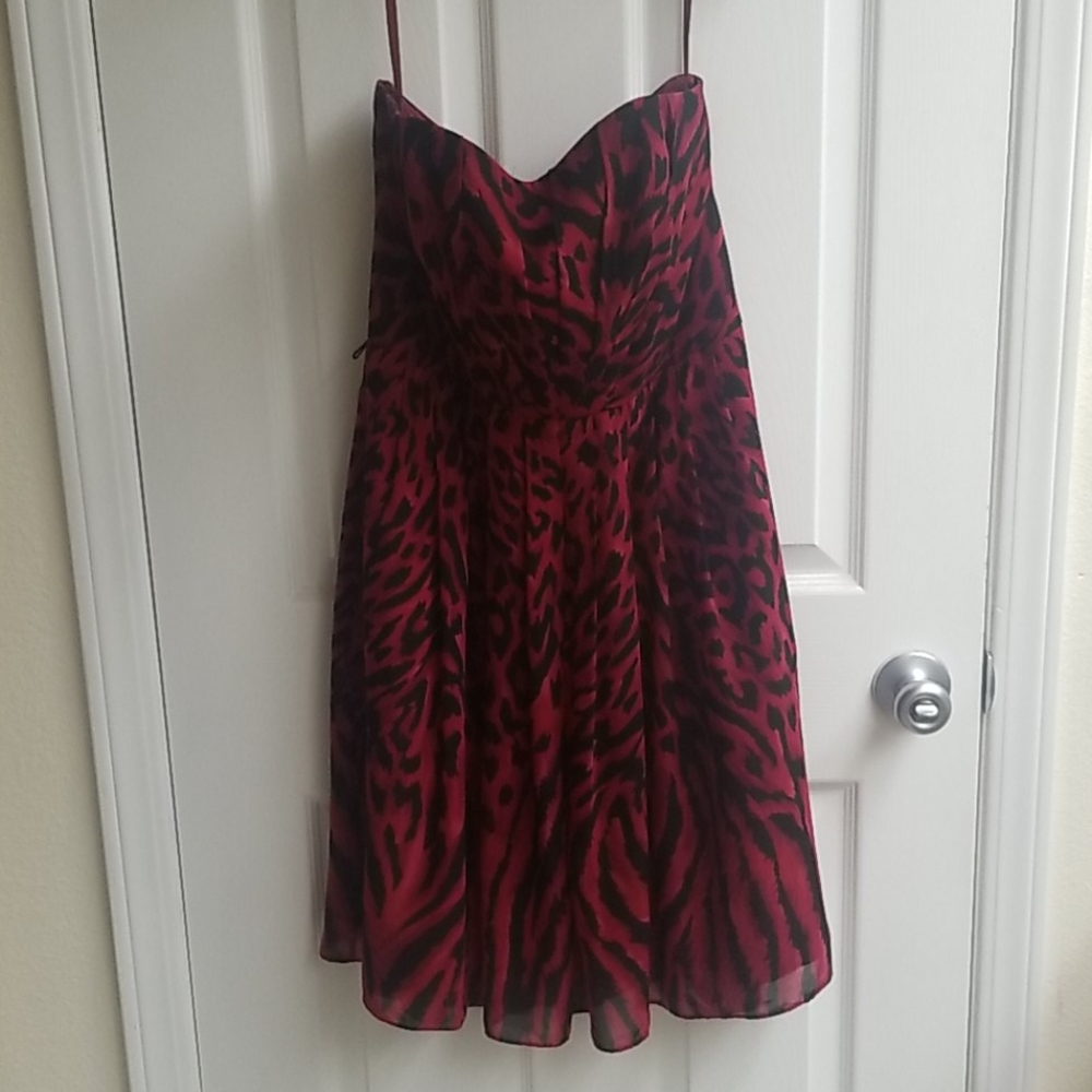 WHBM Red Animal Print Cocktail Dress